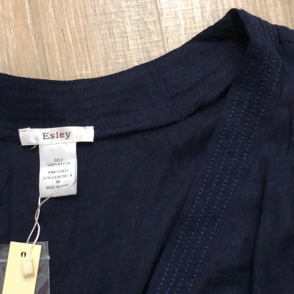 BOHO TOP BELL SLEEVES NAVY BLOUSE - Picture 4 of 6